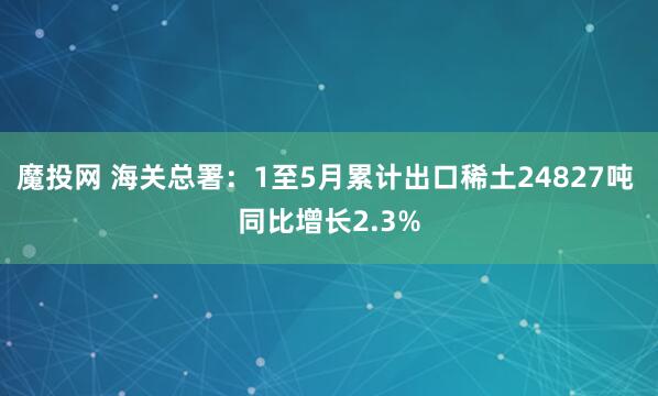 魔投网 海关总署：1至5月累计出口稀土24827吨 同比增长2.3%